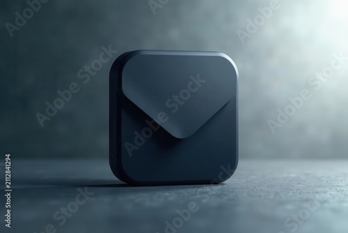 Dark Envelope Icon on a Smooth Surface A Minimalist Digital Communication Concept