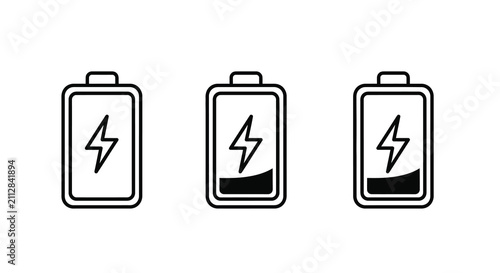 фотографія Battery Charge Level Icons Line Art Style