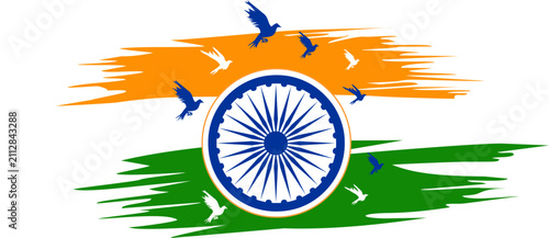 Indian Flag with brush stroke tri-color design