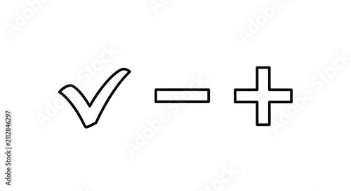 Canvastavla Checkmark dash and plus sign icons on a white background