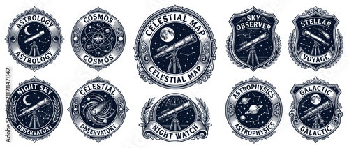 Принти на полотні Vintage Celestial Observation Badges and Emblems