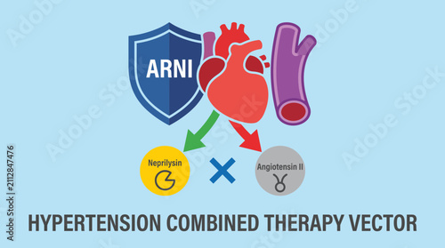 Foto Hypertension Angiotensin Neprilysin Inhibitor Combined Therapy Vector