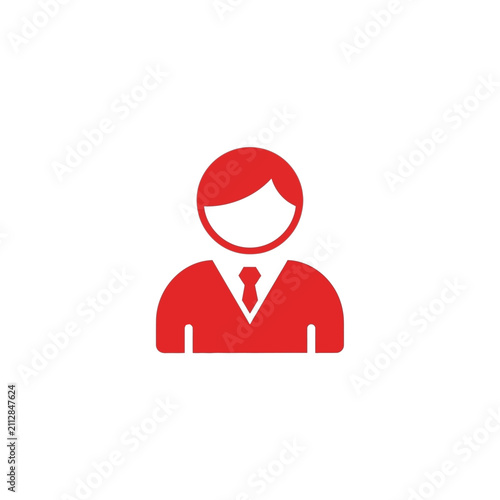 Simple Red Businessman Avatar Icon Representing a Corporate Employee or Professional User Profile Member