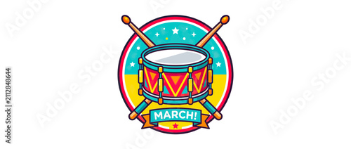 Obraz na płótnie Drum and Sticks with Marching Banner
