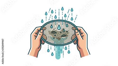 фотографія Hands sifting soil with water and rain