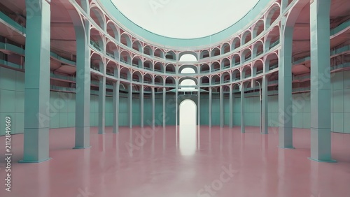 modern pastel architecture arches minimal futuristic interior