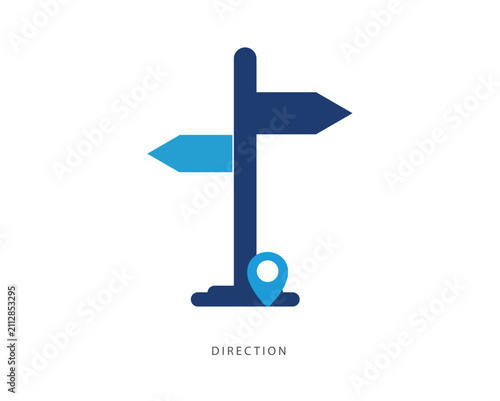 Directional signpost Icon with location pin vector illustration