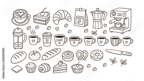Beer and Snack Set Doodle Vector Illustration