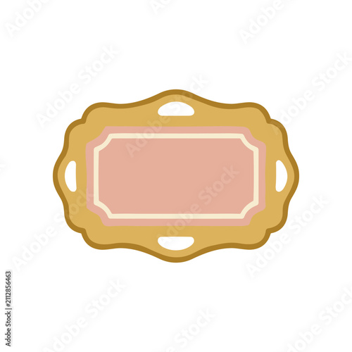 Konstfotografi Ornate golden tray with pink inset, isolated on white background