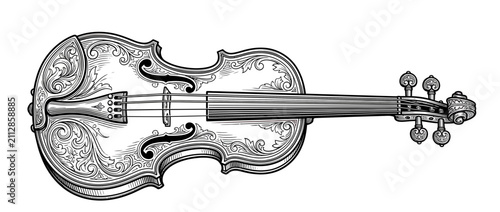 Foto Engraved Stringed Musical Instrument Isolated