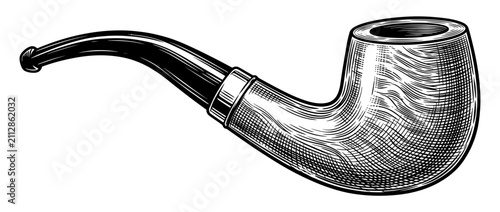Foto Vintage pipe engraving illustration on white background
