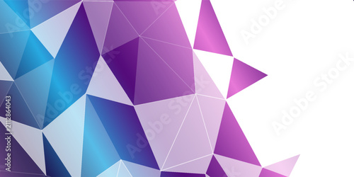 Foto Abstract blue and purple low poly background with geometric triangular pattern on white
