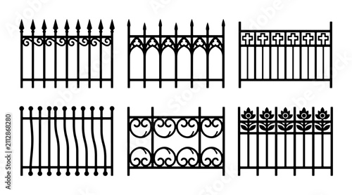 Quadro su tela Ornate Wrought Iron Fence Designs, Decorative Metal Boundary Styles, Classic Gar