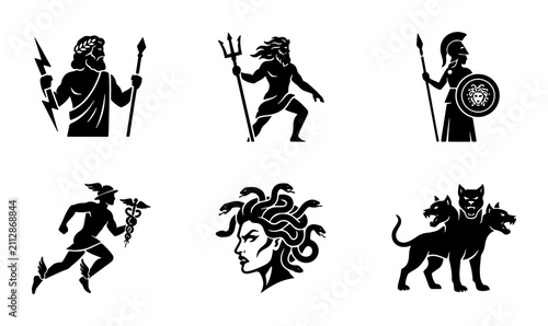 Canvastavla Greek Mythology Icons Set: Gods, Goddesses, Monsters, Vector Silhouettes for Anc