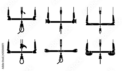 Foto Kiteboarding Control Bars, 6 Vector Icons Set, Sport Equipment, Water Sports Gea