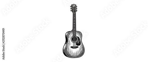Hand-drawn acoustic guitar sketch on white background