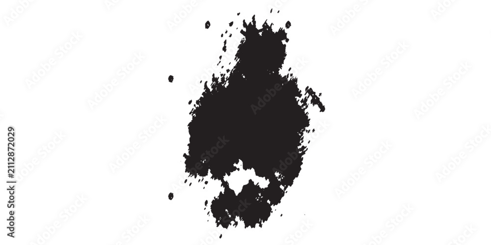 Fototapeta premium Abstract Black Ink Splatter Blob Shape Isolated on White Background.