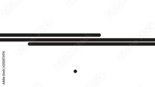 On the screen there are several parallel lines or sticks and a dot at the bottom.
