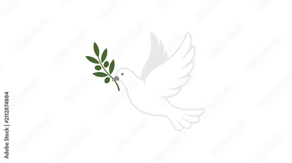 Fototapeta premium Peaceful dove icon with olive branch, symbolizing new beginnings for Rosh Hashana celebrations