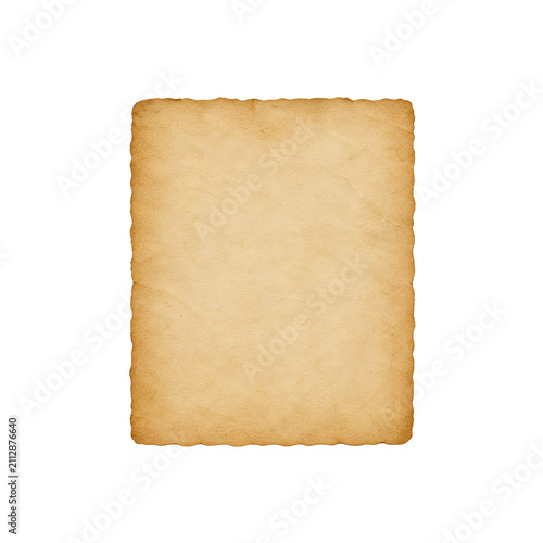 Vintage parchment paper isolated antique blank document texture with aged background for historical design projects