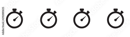 Foto Set of four identical stopwatch line icons showing progress of time on transparent background design