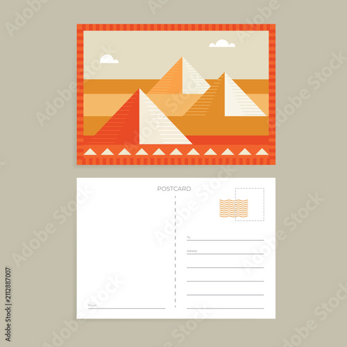 Egypt Pyramids Travel Postcard Template