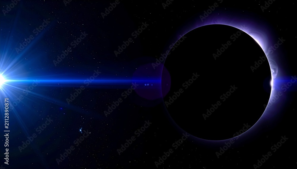 Obraz premium Eclipse Bright Star Behind Shadowed Planet