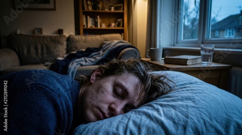 Person Sleeping Peacefully At Home In A Dimly Lit Room