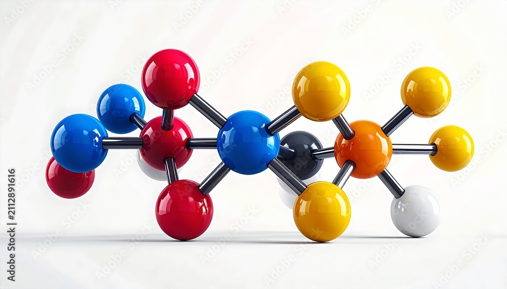 Obraz premium Colorful Molecular Model Highlighting Organic Chemical