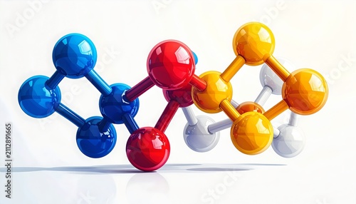 Vibrant Molecular Models Reflecting Light Background