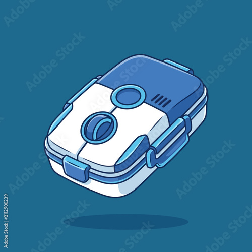 Modern Blue and White Bento Lunch Box Vector Illustration