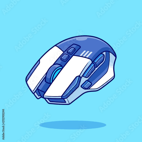 Modern Professional Gaming Mouse Vector Illustration in Blue