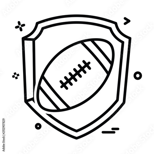 American football ball inside protective shield icon isolated on transparent background for sports branding and team logo design vector