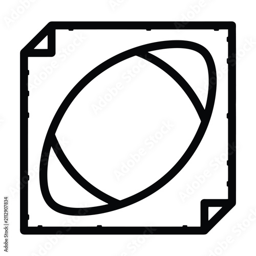 American football ball graphic on square paper sheet icon isolated on transparent background for sports digital asset and web design