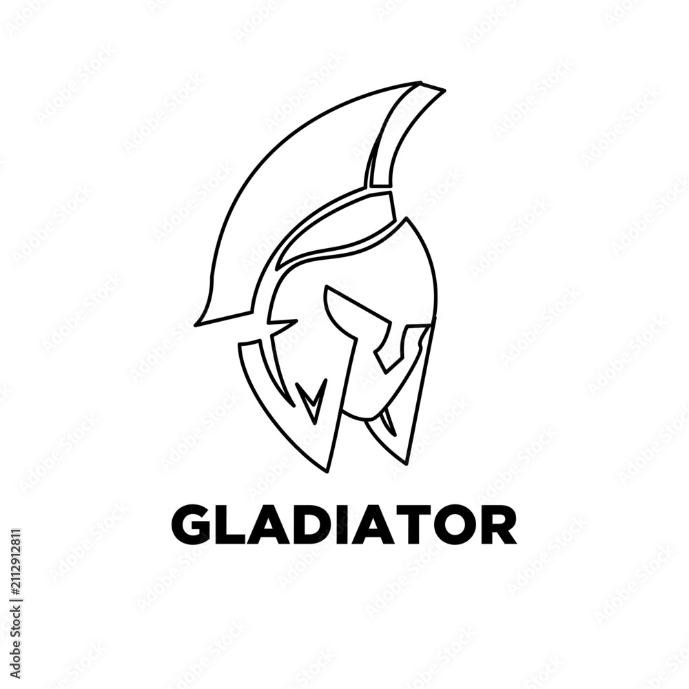 Fototapeta premium Spartan Gladiator Helmet Outline Icon Design for Branding