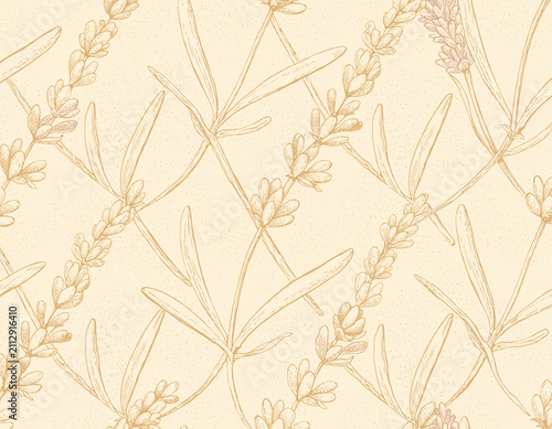 Seamless warm neutral tactile lavender wheat sprig pattern, tone-on-tone cream texture for wallpaper, wrapping paper, textile and background design, minimalist boho quiet-luxury repeat