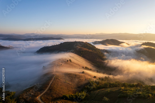 фотографія Landscape of Morning Mist with Mountain Layer