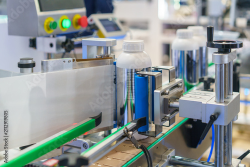 Automated Bottle Labeling Machine on Production Line