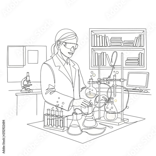 Scientist in Lab Experiment: Research, Chemistry, Reaction Concept