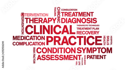 Clinical Practice animated word cloud-text design animation tag kinetic typography seamless loop.