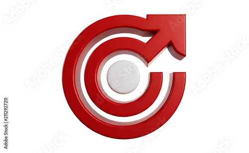 3D red circle arrow isolate on white background