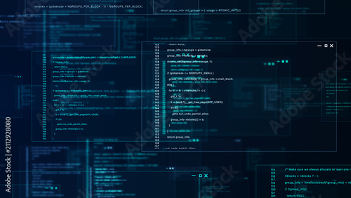 Modern Coding Interface With Programming Source Code On Digital Screens Representing Software Development, Cybersecurity, Data Processing And Information Technology, 3d Rendering