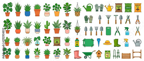 Photography Potted Plants and Gardening Tools Collection