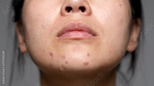 Close up of female facial skin, real close up of bare face female face