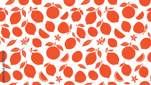 Seamless citrus fruit pattern vector background with orange lemons and oranges. Flat vector illustration EPS 10.