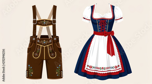 Traditional bavarian costumes for men and women