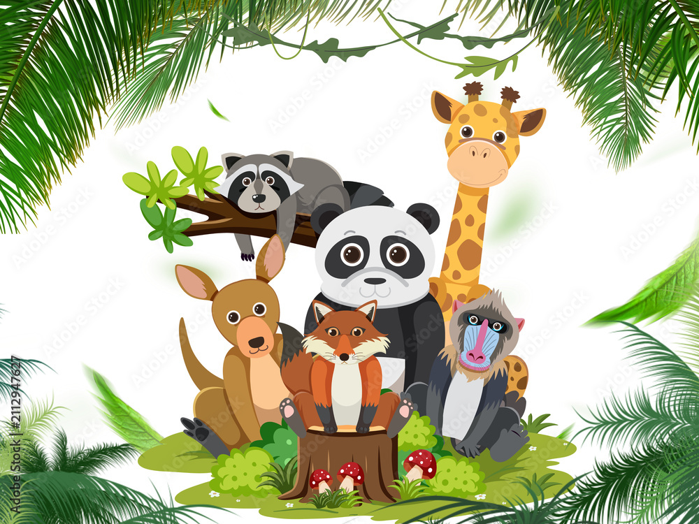 Naklejka premium animals in the jungle