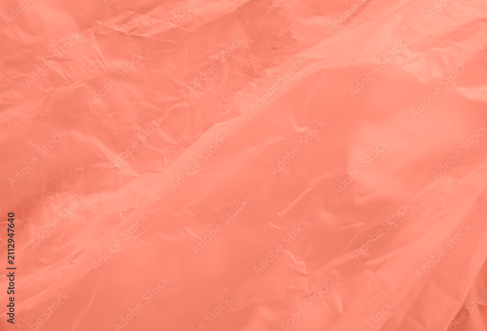 Fototapeta premium Abstract background plastic bag red vacuum cling foil wrinkle texture wall crumpled film foil overlay seal wrap polyethyene packaging frame material industry wrinkle template ecosystem