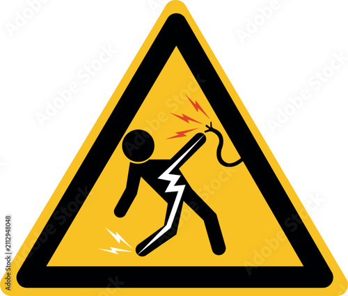 Caution Sign, Electrical Hazard Warning Sign, Man Shock Voltage Suitable for posters and web icons