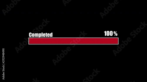 Loading Bar Reaches 100 Percent Completion Animation, Minimal Loading Progress Bar Success Animation.